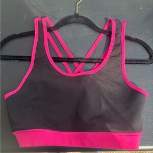 Black and Pink Women's Sports Bra